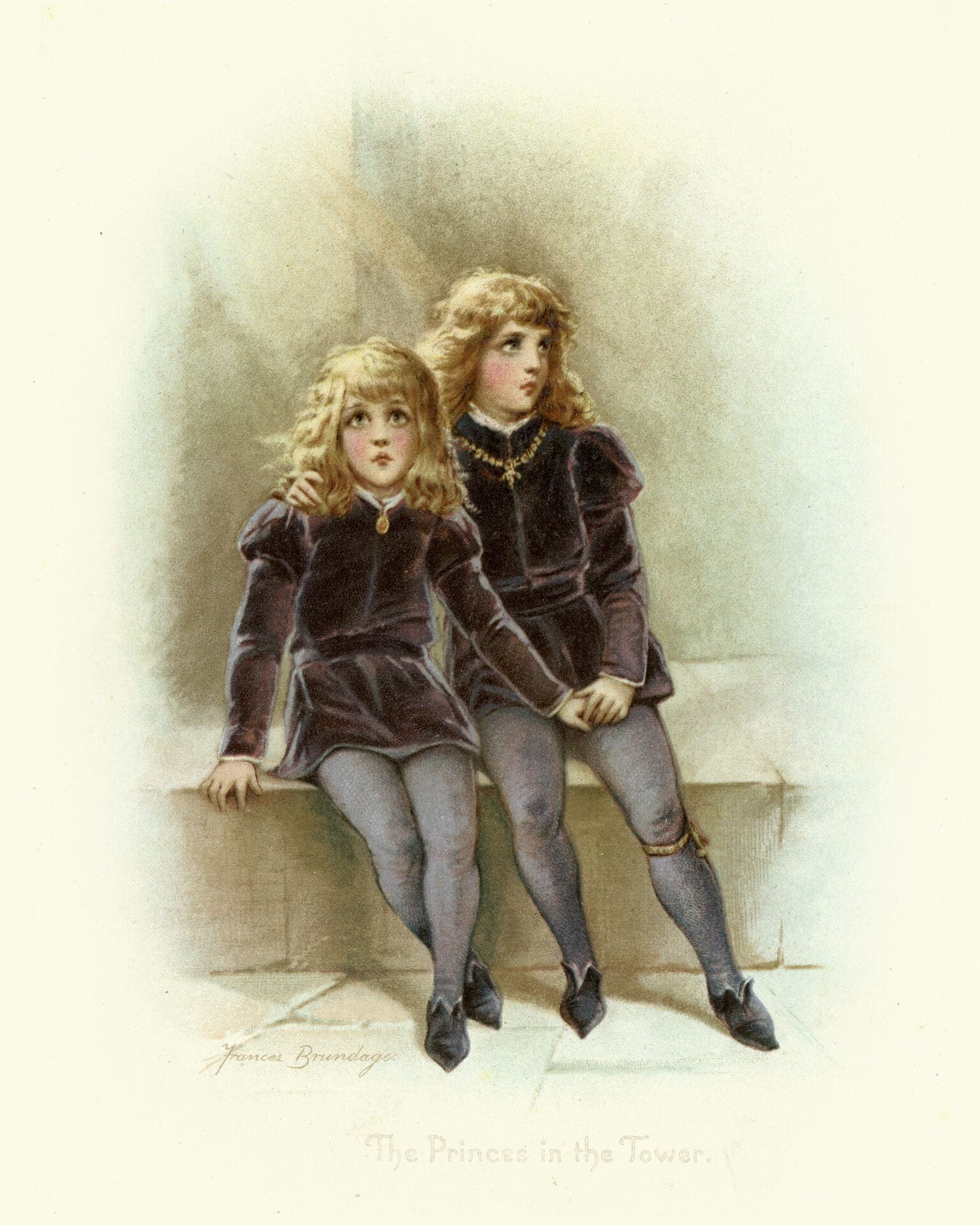 Illustration of Prince Edward V and his uncle Richard in the tower.