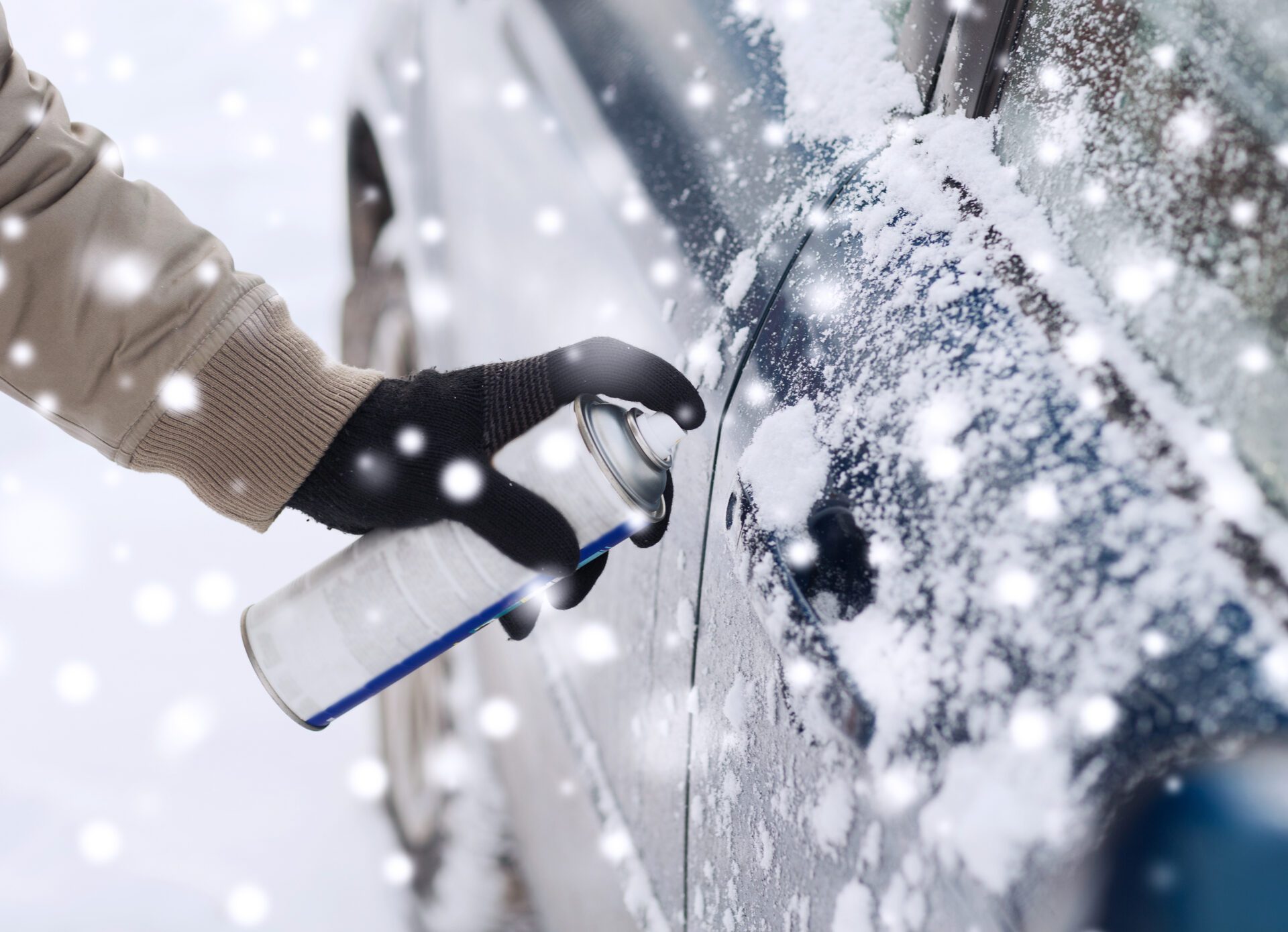 If the car lock freezes, you can use special defrosting fluids. But it's not strictly necessary if you know the magic tape trick.