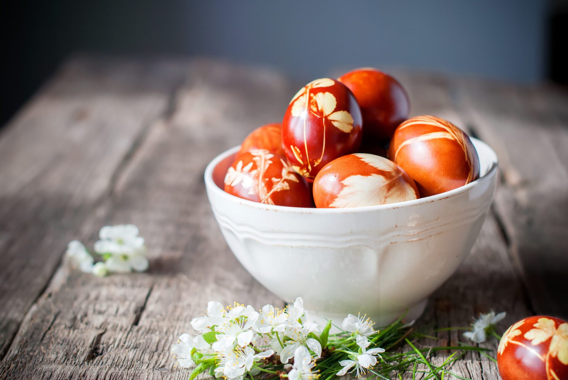 Eggs were and still are dyed in onion skins.